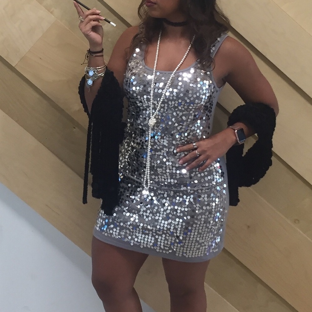 Grey sequin dress
